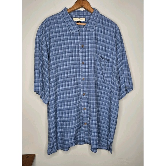 Tommy Bahama Other - Tommy Bahama Mens Blue 100% Silk Geometric Short Sleeve Button Down Shirt XLarge